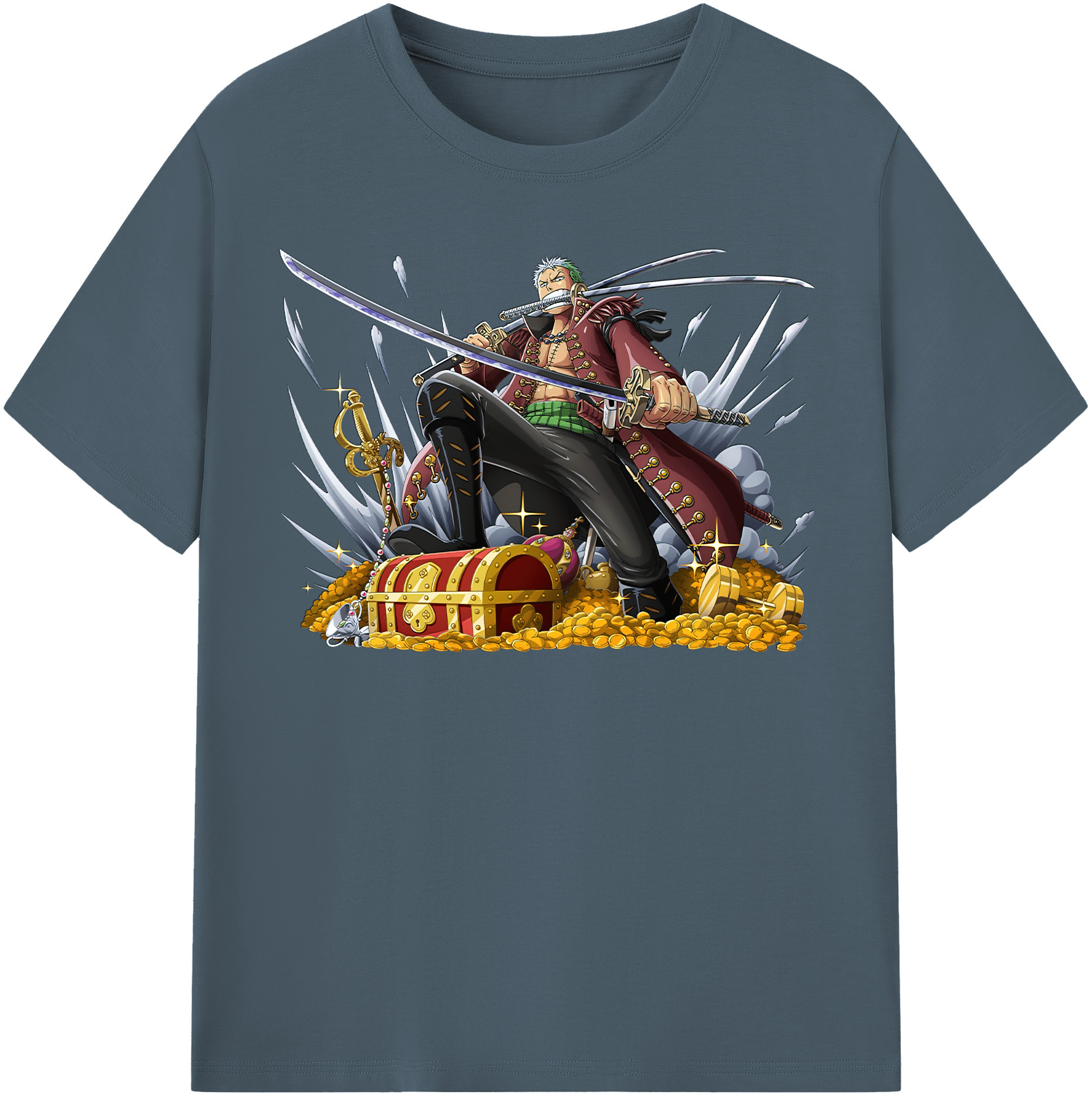 ワンピース ロロノア・ゾロ ONE PIECE Roronoa Zoro 綿100％半袖Tシャツ（フロントプリント）